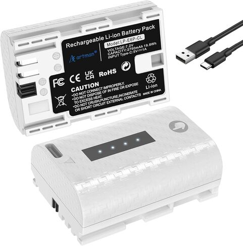 Artman 2750mAh LP-E6P Battery 2-Pack, Type-C Fast Charging,Touch Power Display, for Canon EOS R R5 R5 II R6 R6 II R7 5D II III IV 5DS R 6D 6D II 7D 7D II 60D 60Da 70D 80D 90D Cameras (Brown) in Saudi Arabia