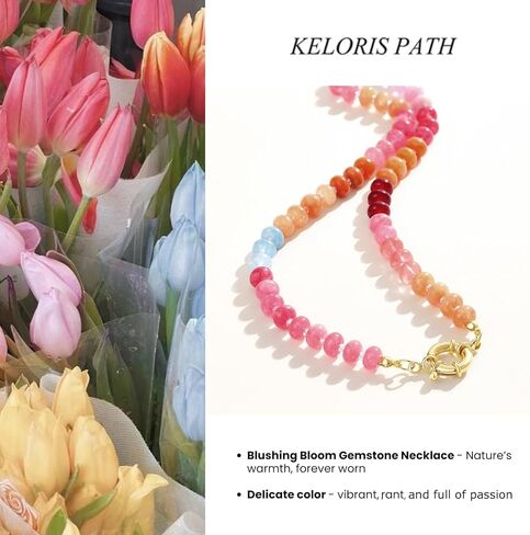 KELORIS PATH Beaded Gemstone Necklaces for Women, Boho Colorful Bead Choker Necklace, Natural Stone Handmade Summer Jewelry for Beach in Kuwait