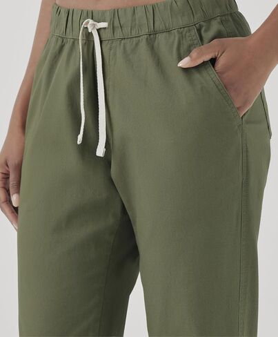 Pact Women's Classic Woven Twill Drawstring Roll Up Pants in Kuwait