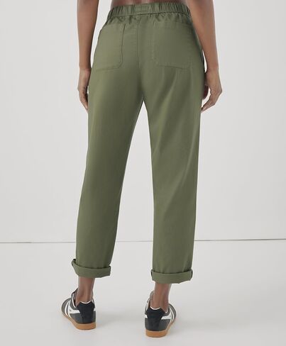 Pact Women's Classic Woven Twill Drawstring Roll Up Pants in Kuwait