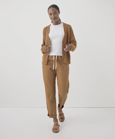 Pact Women's Classic Woven Twill Drawstring Roll Up Pants in Kuwait
