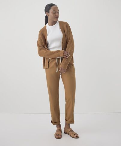 Pact Women's Classic Woven Twill Drawstring Roll Up Pants in Kuwait