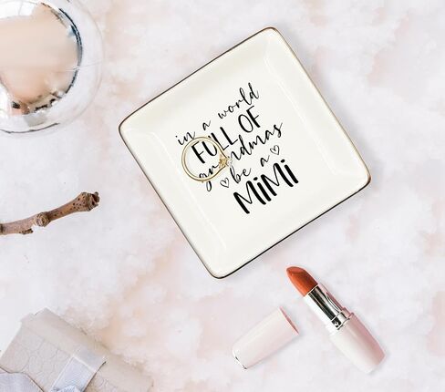 WODMIS Grandmas Nana Gifts Ceramic Jewelry Tray Dish, Mothers Day Birthday Gifts, Best Gigi Best Jewelry Plate Ring Trinket Dish, Thank You Gifts for Nana from Grandchildren 492 in Saudi Arabia