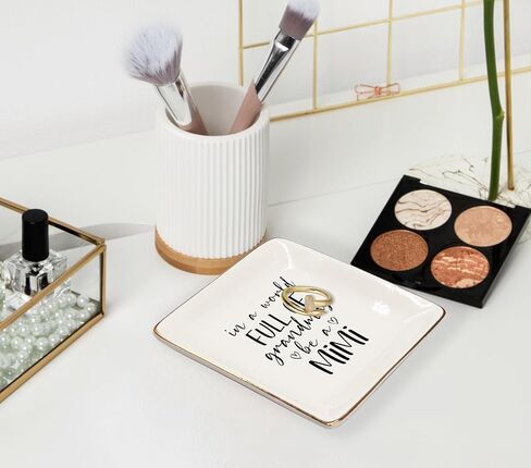 WODMIS Grandmas Nana Gifts Ceramic Jewelry Tray Dish, Mothers Day Birthday Gifts, Best Gigi Best Jewelry Plate Ring Trinket Dish, Thank You Gifts for Nana from Grandchildren 492 in Saudi Arabia