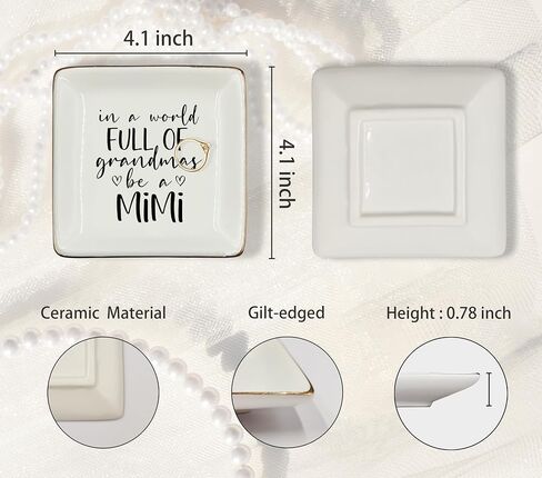 WODMIS Grandmas Nana Gifts Ceramic Jewelry Tray Dish, Mothers Day Birthday Gifts, Best Gigi Best Jewelry Plate Ring Trinket Dish, Thank You Gifts for Nana from Grandchildren 492 in Saudi Arabia