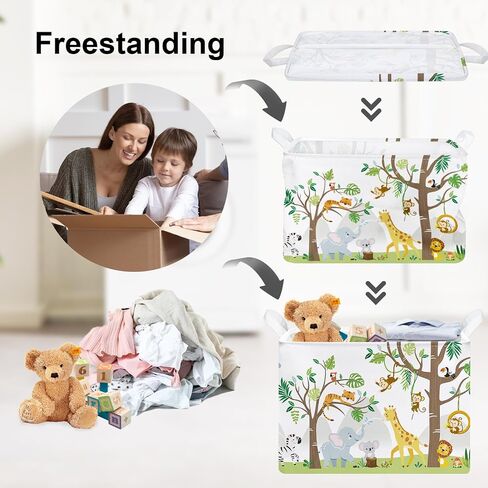 Clastyle Animal Tree Baby Laundry Hamper Kid Storage Basket Boy Girl Gift Toy Box Collapsible Clothes Organizer Nursery Bin for Bedroom, White, 36 * 45 cm in Saudi Arabia