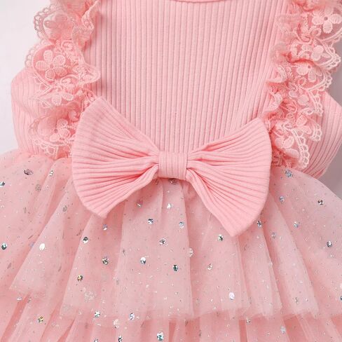 ODASDO Baby Girls Toddler Kids Summer Lace Sleeve Tiered Tulle Tutu Princess Cake Dress Birthday Party Pageant Clothes in Saudi Arabia