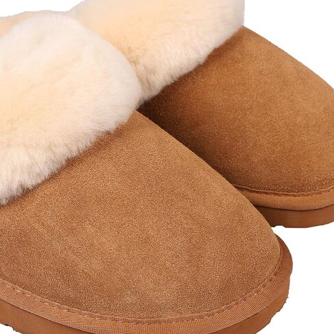 Lamo Women's Lia Scuff Slippers for Women - Premium Suede Upper, Sheepskin Cuff, Faux Fur Lining, Ortholite Foam Footbed with Australian Sheepskin, Rubberlon Outsole - Comfortable, and Stylish in Saudi Arabia