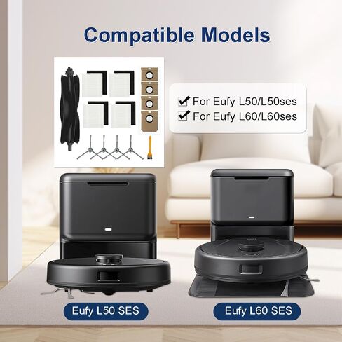 Replacement Accessories Kit Compatible for eufy L60 eufy 50 Series Robot Vacuum, 1 Main Brush, 4 Side Brushes, 4 Filters, 4 Dust Bags,1 Small Brush (14 Pack) in Saudi Arabia