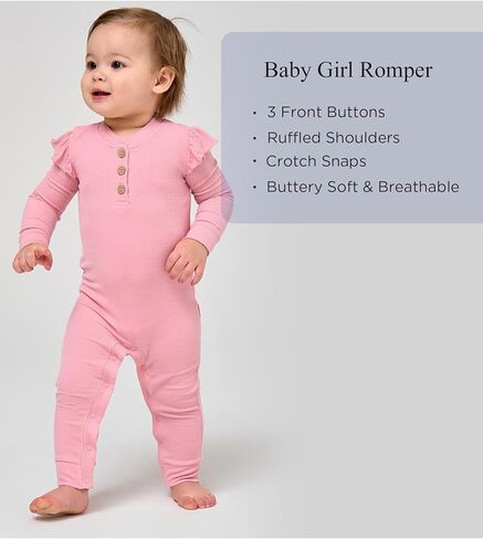 Bamboo Viscose Baby Girl Romper Ruffled Long Sleeve Crew Neck Baby Girl Jumpsuit in Kuwait