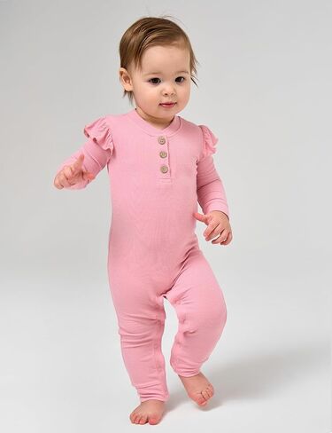 Bamboo Viscose Baby Girl Romper Ruffled Long Sleeve Crew Neck Baby Girl Jumpsuit in Kuwait
