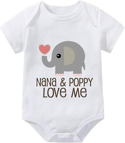 Nana And Poppy Love Me Romper for Boys Short Sleeve Baby Girl Clothes Neutral White Boys Baby Clothes 0-3 Months in Kuwait