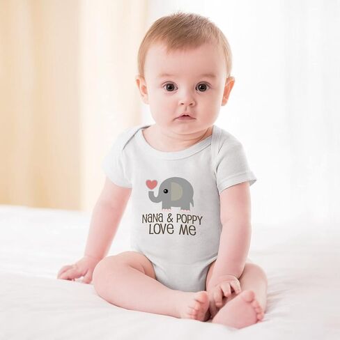 Nana And Poppy Love Me Romper for Boys Short Sleeve Baby Girl Clothes Neutral White Boys Baby Clothes 0-3 Months in Kuwait