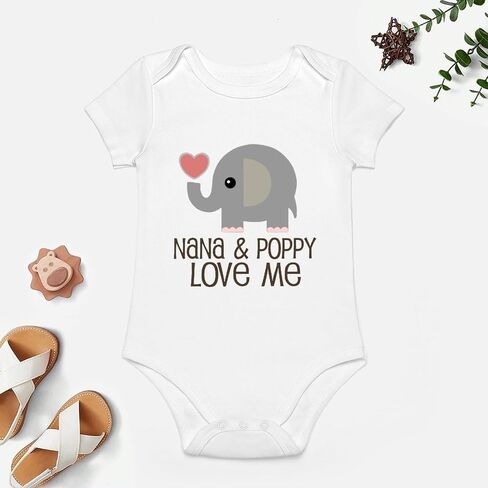 Nana And Poppy Love Me Romper for Boys Short Sleeve Baby Girl Clothes Neutral White Boys Baby Clothes 0-3 Months in Kuwait