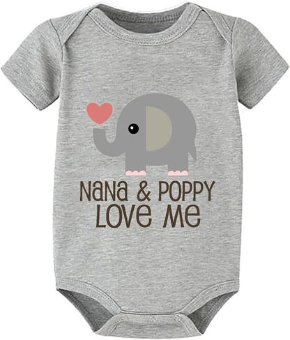 Nana And Poppy Love Me Romper for Boys Short Sleeve Baby Girl Clothes Neutral White Boys Baby Clothes 0-3 Months in Kuwait