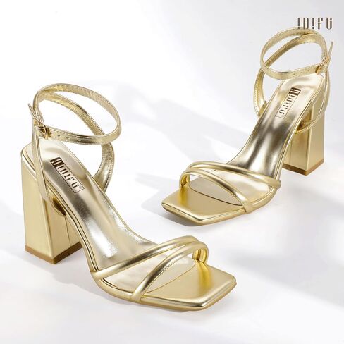 idifu in4 strappy cheels for women high chunky block heels square spied open ele slingback slingback strap bress shoes wedder prom party party work heeled sonched yeel yeel sexy sexy conger shice cheels in Kuwait