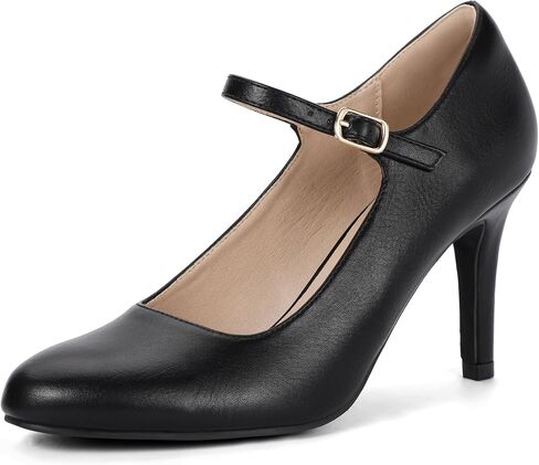 IDIFU IN4 Mary Jane Shoes Closed Toe High Heels Women's Pumps Comfortable Stiletto Ankle Strap Round Toe Dress Shoes for Women Wedding Bridal Work Vintage Classic Pumps Shoes in Saudi Arabia