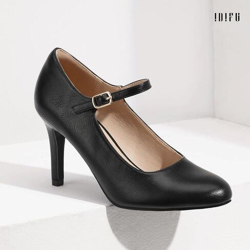 IDIFU IN4 Mary Jane Shoes Closed Toe High Heels Women's Pumps Comfortable Stiletto Ankle Strap Round Toe Dress Shoes for Women Wedding Bridal Work Vintage Classic Pumps Shoes in Saudi Arabia
