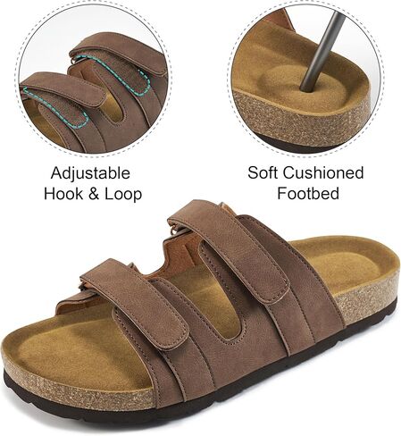 Alicegana Sandals for Women 2025 Flat: Comfortable Beach Walking Summer Vacation Slides Shoes with Adjustable Hook Loop in Kuwait