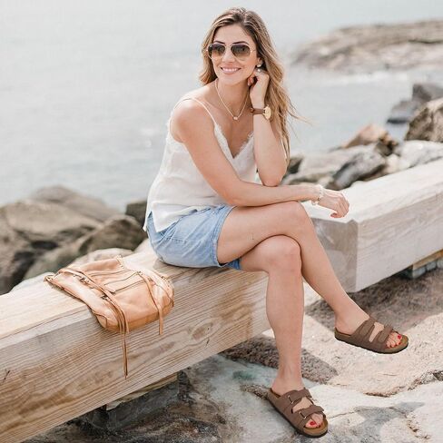 Alicegana Sandals for Women 2025 Flat: Comfortable Beach Walking Summer Vacation Slides Shoes with Adjustable Hook Loop in Kuwait