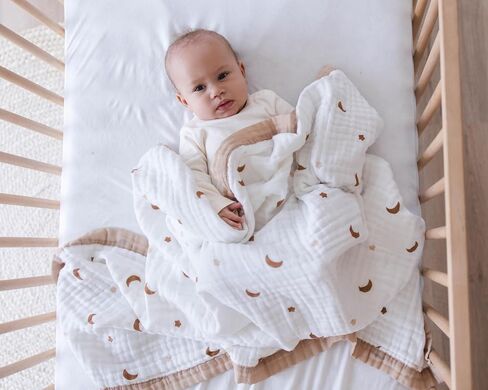 100% Cotton Muslin Baby Blanket | Soft & Breathable 6-Layer Baby Blanket | Lightweight Quilt for Newborns, Infants & Toddlers | Gender-Neutral (Little Prince) in Saudi Arabia