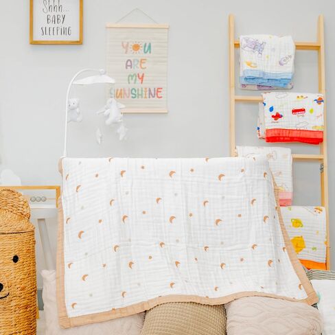 100% Cotton Muslin Baby Blanket | Soft & Breathable 6-Layer Baby Blanket | Lightweight Quilt for Newborns, Infants & Toddlers | Gender-Neutral (Little Prince) in Saudi Arabia