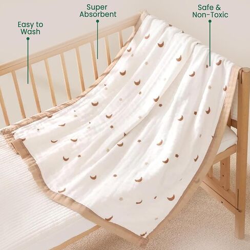 100% Cotton Muslin Baby Blanket | Soft & Breathable 6-Layer Baby Blanket | Lightweight Quilt for Newborns, Infants & Toddlers | Gender-Neutral (Little Prince) in Saudi Arabia
