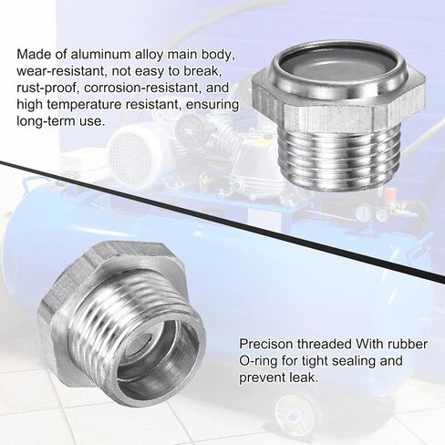 Air Compressor Oil Sight Glass, 1/2" NPT Toughened Glass No Leak Hex Oil Liquid Level Gauge Fittings W O-Ring for Air Compressor/Pump/Tank Sight Plug Window in Kuwait