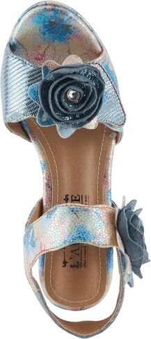 SPRING STEP L'Artiste Women's Smashing Leather Sandals - زهور مزخرفة فاخرة ، كعب جوهرة منحوت ، أحذية فن يمكن ارتداؤها in Saudi Arabia