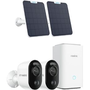 REOLINK 4K Security Cameras Wireless Outdoor System, Home Hub with 2X Argus 3 Ultra+2x6W Solar Panel, Encrypted 1 Year Local Storage, 5-Month Battery Life, 2.4/5GHz Wi-Fi, Spotlight, No Monthly Fee