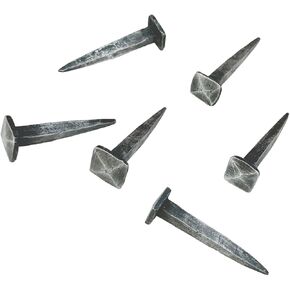 Living Ideas Hand Forged Nails Hook Set of 6 Pcs Decorative Handmade Spike Hook for Towel, Plant & Mug Farmhouse Bathroom Wall Nails Hook Rack Antique Finish Heavy Duty Kitchen Utensils Hooks