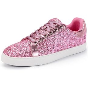 IDIFU Fashion Glitter Sparkly Sneakers for Women Bling Sparkle Tennis Shoes Wedding Bridal Ladies Bride Sneakers Dressy Casual Trendy Comfortable Bedazzled Low Top Lace Up Sequin Sneakers