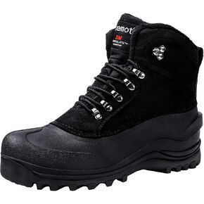 riemot Women's Men's Winter Boots Waterproof Snow Boots Insulated Furry Walking Mucker Yard Boots Warm Anti-Slip Ankle Hiking Skiing Boots Black Brown Grey Purple