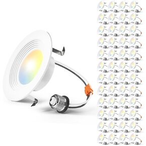 Amico 5/6 inch 5CCT LED Recessed Lighting 48 Pack, Dimmable, IC & Damp Rated, 12.5W=100W, 950LM Can Lights with Baffle Trim, 2700K/3000K/4000K/5000K/6000K Selectable, Retrofit Installation - ETL & FCC