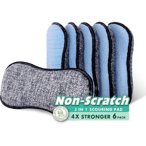 GRANNY SAYS Sponges Kitchen for Washing, Dish Washing Scrubbers, Scrubbing Pad for Cleaning, Scrub Sponge for Kitchen Non - Scratch, Scouring Pad for Pots and Pans, Washable & Microfiber Pad, 12 Pack