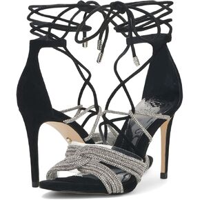 Vince Camuto Women's Footwear Women's Aimery Wrap Around Ankle Dress Sandal Heeled, Clear/Silver, 7.5