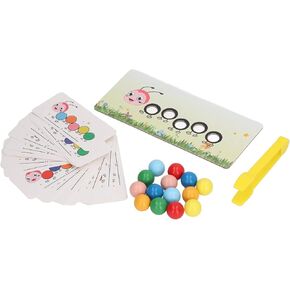 Caterpillar Clip Beads Toy, Wooden Caterpillar Pattern Clip Beads Toy for Children Color Sorting Matching Game
