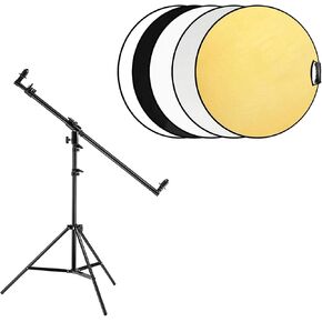 24 Inch/60cm Light Reflector Photography with Handle Grip with Extendable Reflector Holder Arm with 78.7"/2m Tripod Light Stand