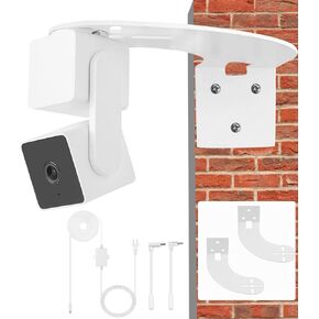 Uogw 20Ft/6m Outdoor Power Adapter + Corner Wall Mount Bracket Compatible with Wyze Cam Pan v3,Wyze Cam v4,5V 2A Adapter,Waterproof Power Cable for Wyze Cam