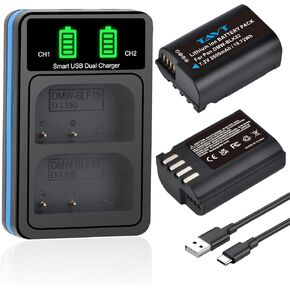 DMW-BLK22 Battery 2 Pack 2600mAh 7.2V, Replacement Battery with Dual Slot LED Battery Charger Compatible with Panasonic Lumix DC-S5, DC-S5 II, IIX GH5 II GH6 S5II S5M2 GH5M2 Camera
