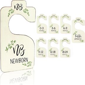 Baby Closet Dividers for Clothes Organizer, Set of 8 Wooden Baby Clothes Size Hanger Organizer, Nursery Closet Organizer from Newborn to 24 Months for Nursery Decor