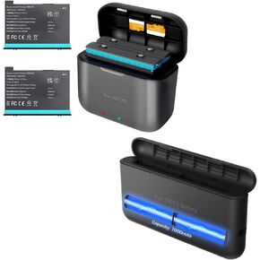 2 Pack Insta 360 X3 Batteies with Charger Hub & 7000mAh Wireless 360 X3 Battery Charging Case