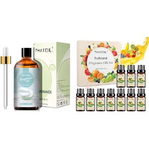 3.38FL.OZ Baby Powder Fragrance Oils and PHATOIL 10 Pcs Fruity Fragrance Oils Set