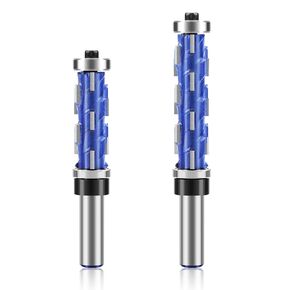 SUNJOYCO 2PCS Spiral Flush Trim Router Bit Set, 1/2" Shank Top Bearing Flush Cut Router Bit for Woodworking, Cutting Length 1-3/4'' and 2-9/16''