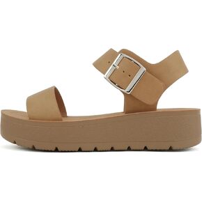 Soda Papaya ~ Women Open Toe Multi-Strap Flatform Sandals