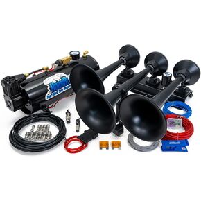 HornBlasters Flatlaw 3-Liter Train Horn Kit, All-In-One Air System - Easy Install - Big Sound