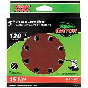 Gator 5 in. Aluminum Oxide Hook and Loop Sanding Disc 120 Grit Fine 15 pk