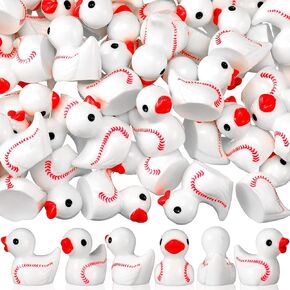 50 Pcs Baseball Resin Ducks Football Resin Ducks Mini Football Figures Baseball Party Favors for Bathtub Gift Summer Beach Pool Activity Carnival