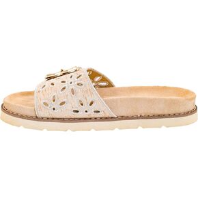 Corkys Footwear Women's Slid In My DM Slip-On Sandals – Comfortable, Cushioned, Lightweight, Floral Detail, Versatile Summer Style Natural Size 07
