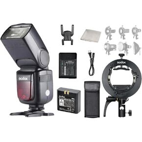 Godox Ving V860II-N Camera Flash Speedlite for Nikon Camera with Godox S2 Speedlite Bracket, 2.4G TTL GN60 1/8000s HSS, Rechargable Li-ion Battery, 650 Full Power, External Flash Compatible for Nikon